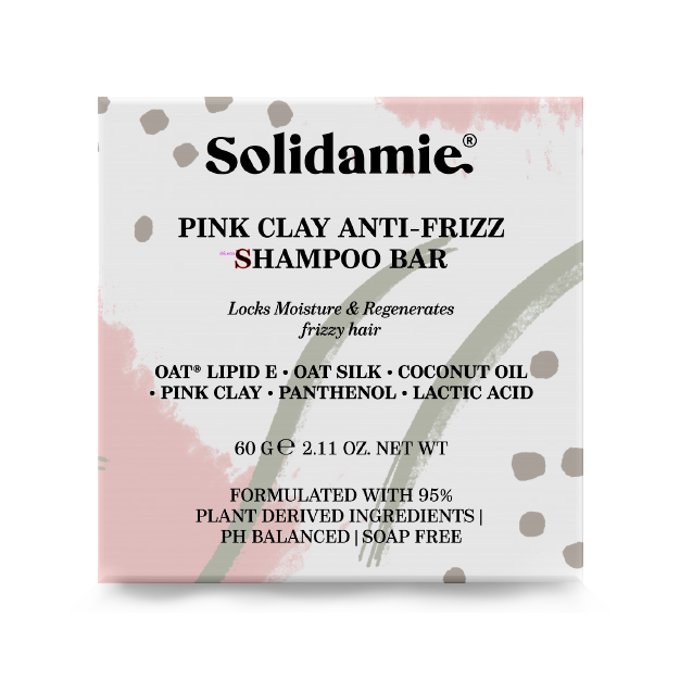 Pink Clay Anti Frizz Shampoo Bar with Oat lipids for extra shine